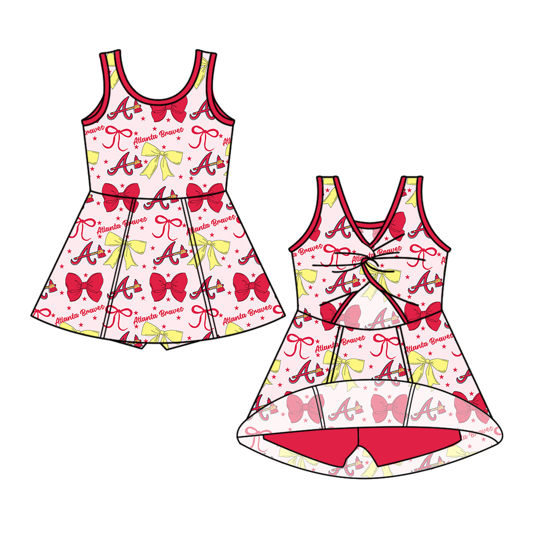 Custom moq 5 mix size milk silk summer teams baby girls clothes team bow red long sleeve hooded pants sets and dress 1 and dress 2 and romper-25.6.16