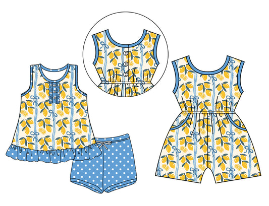 4.6  Custom moq 5 mix size Sibling Baby Girl's Sleeveless Top Shorts Set Jumpsuits Cute Summer Outfit