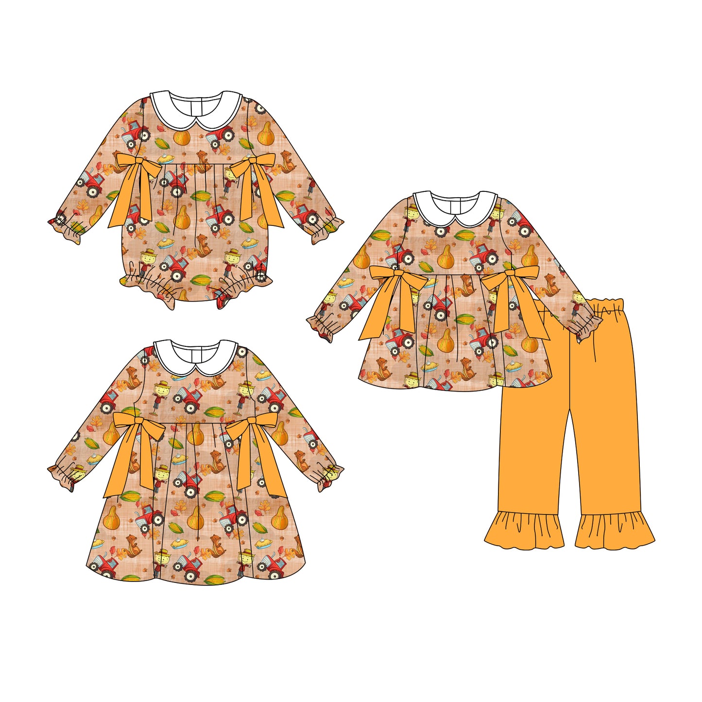 25.7.1 custom each style moq 5eta 4-6week Sibling Sisters baby girl long sleeve pants sets and dress and rompers match family design