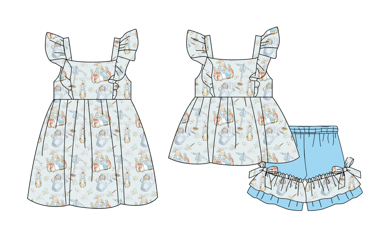 25.11.13 custom each style moq 5 eta 6-8week Sibling Sister easter baby short sleeve shorts sets and dress match design