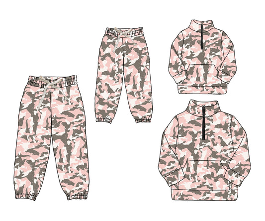 25.8.22 custom each style moq 5eta 4-6week Sibling Sister camouflage baby long sleeve top and pant and adult top and adult pant match design