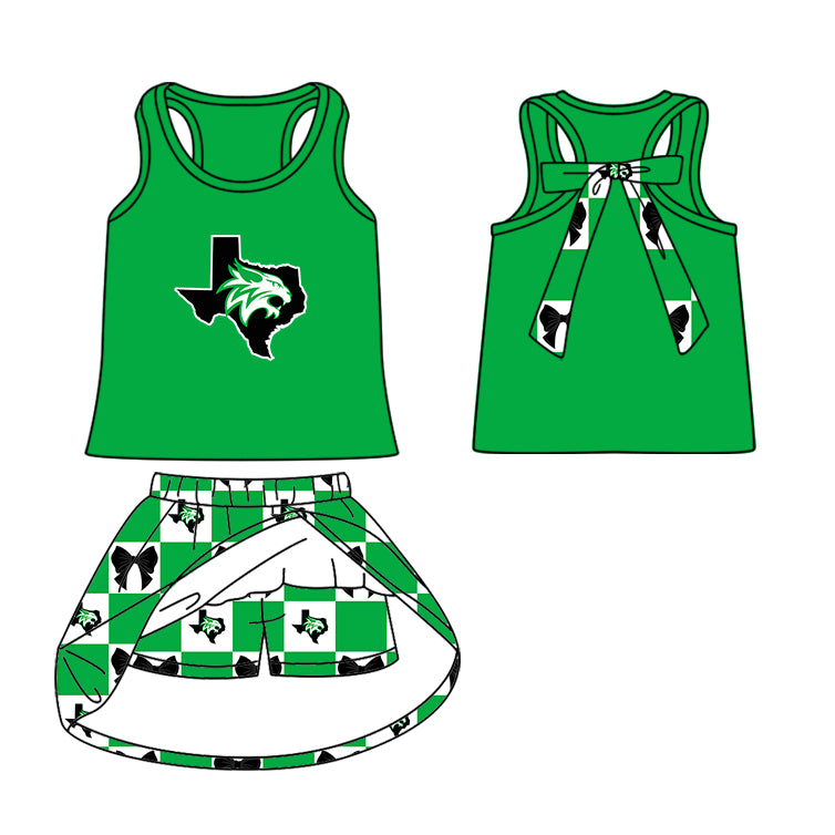 Custom moq 5 mix size milk silk summer teams Baby Girl Green Sleeveless Top Skirts Set Dress And Shorts Yoga Outfit Boy's Short-Sleeved Polo Shirt And Romper