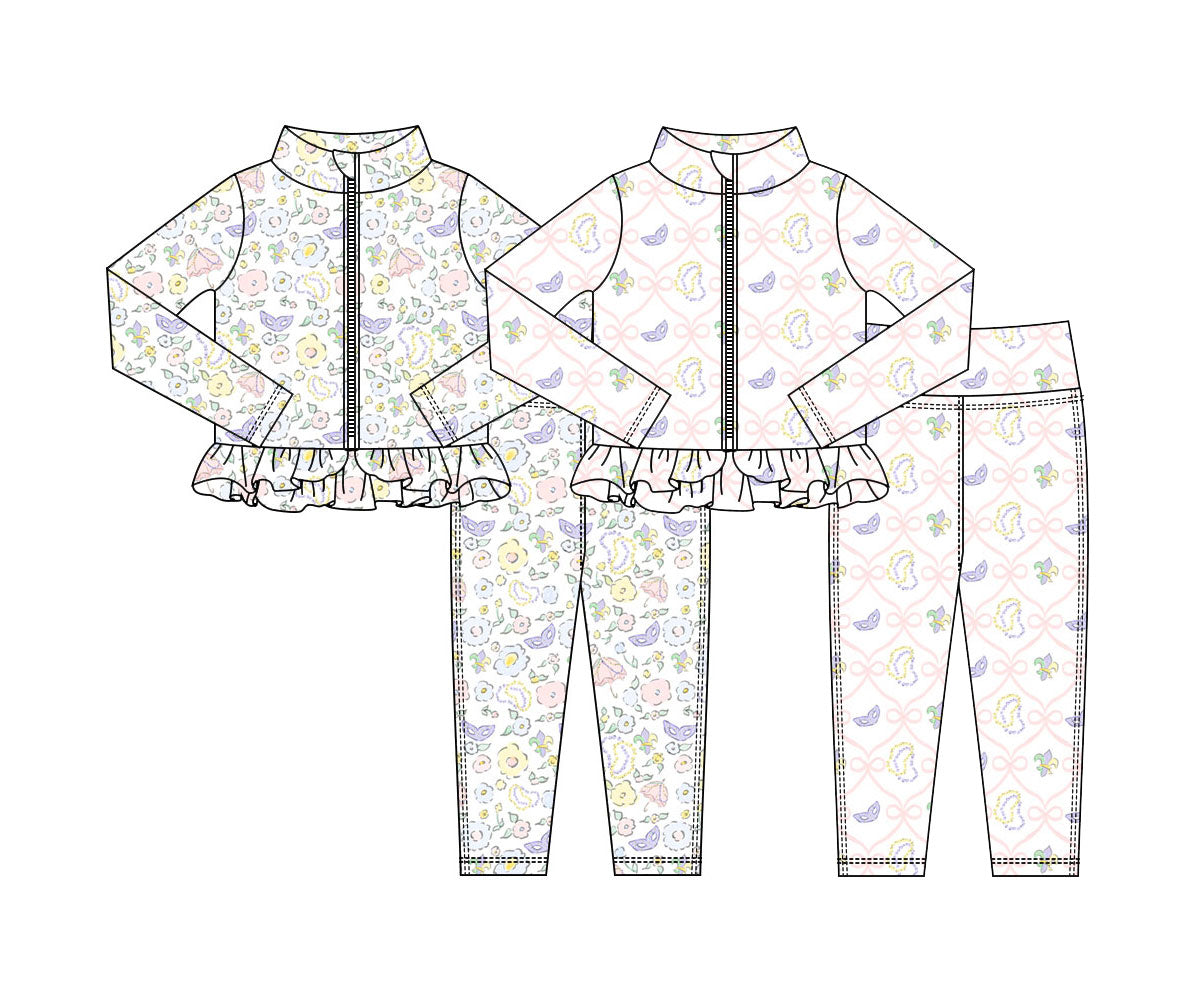 25.10.15 custom each style moq 5 eta 6-8week Sibling Sisters baby girl long sleeve pants sets 2 match family design
