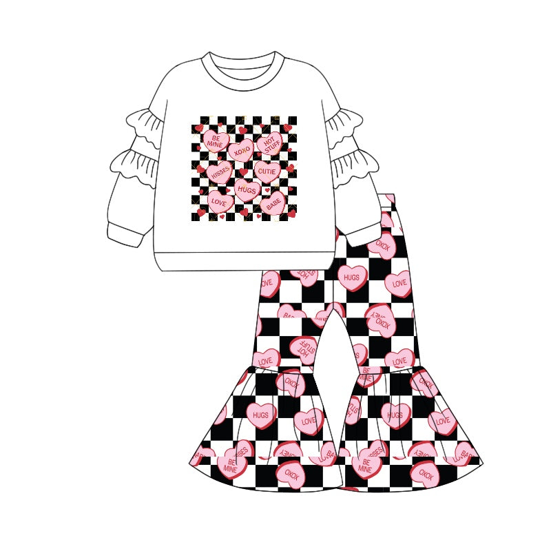 9.6 custom each style moq 5eta 4-6week baby girls clothes love long sleeve pants sets