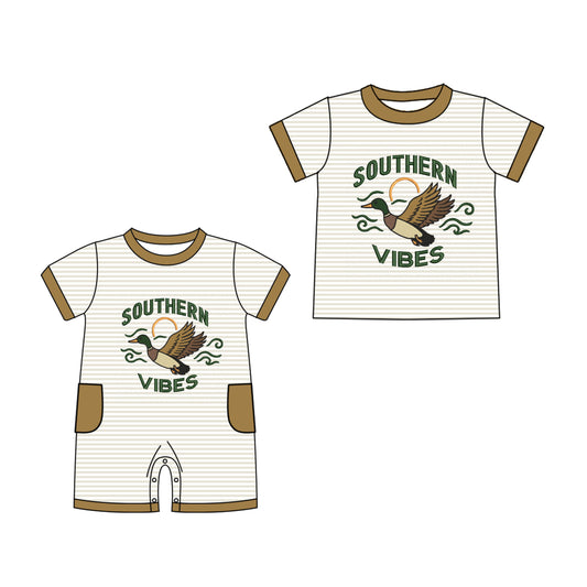 25.11.6 custom each style moq 5 eta 6-8 week Sibling Sister duck baby boy short sleeve top and rompers match family design