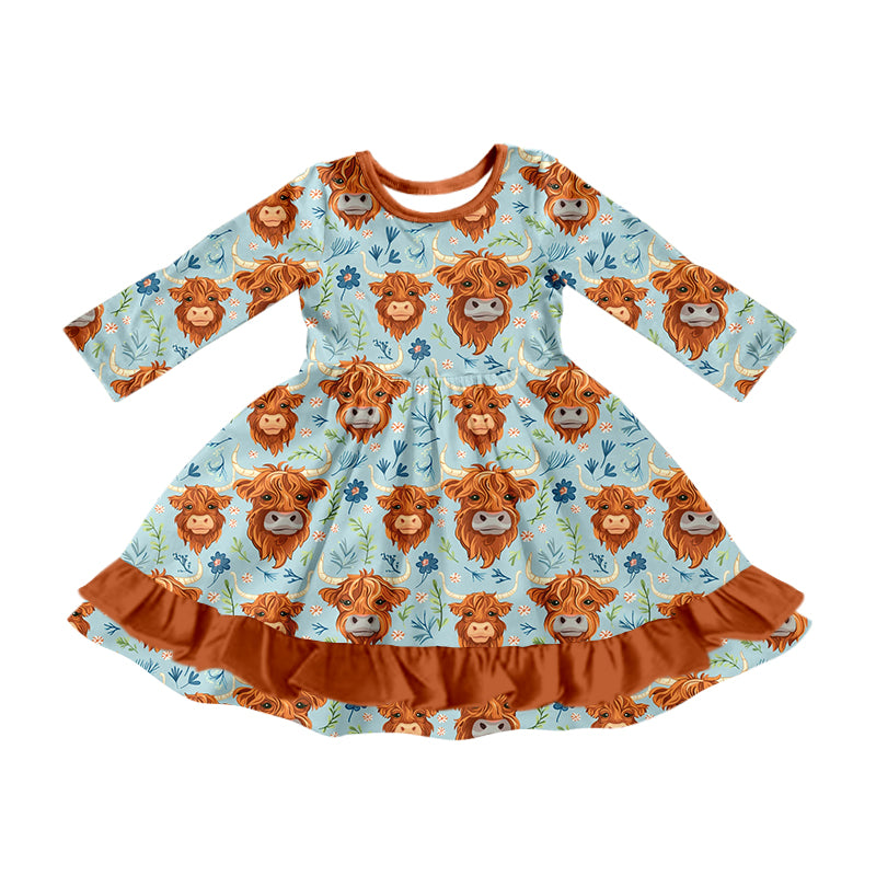 8.14 custom each style moq 5eta 4-6week Sibling Sister alpine floral brown baby girl sets and dress and rompers match family design