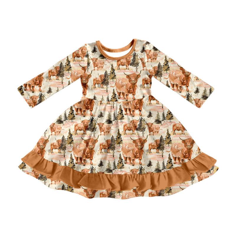 8.3  custom each style moq 5eta 4-6week baby girls clothes alpine khaki long sleeve dress