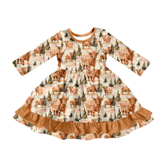 8.3  custom each style moq 5eta 4-6week baby girls clothes alpine khaki long sleeve dress