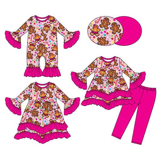 25.6.10 custom each style moq 5eta 4-6week Sibling Sisters Christmas rose red baby girl long sleeve pants sets and dress and rompers match family design