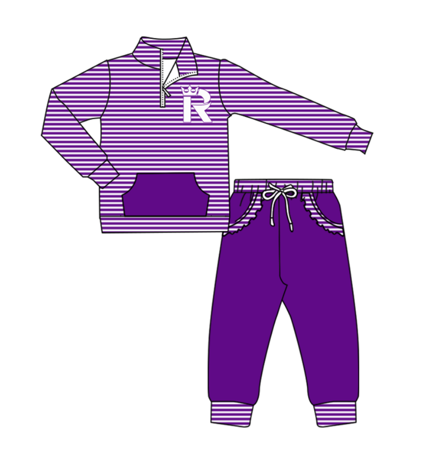 Custom moq 5 mix size milk silk baby girl clothes team purple short sleeve shorts sets and pants sets and romper and top and shorts