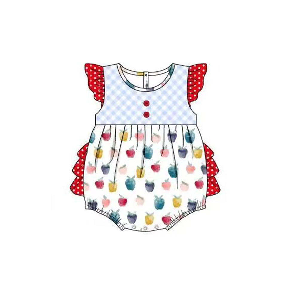 5.11custom each style moq 5eta 4-5week Sibling Sister Apple prints red-green girls and boys outfits and baby romper and dress match family design