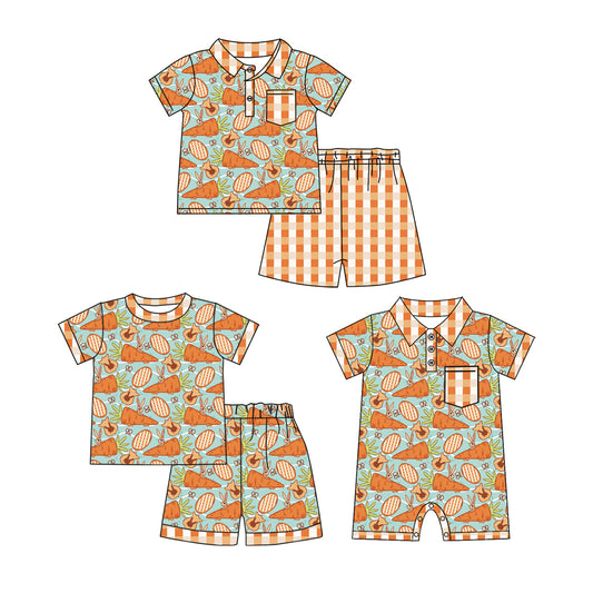12.23 custom each style moq 5eta 4-6week Sibling Sister easter baby boy short sleeve shorts set 1 and sets 2 and boy romper match design