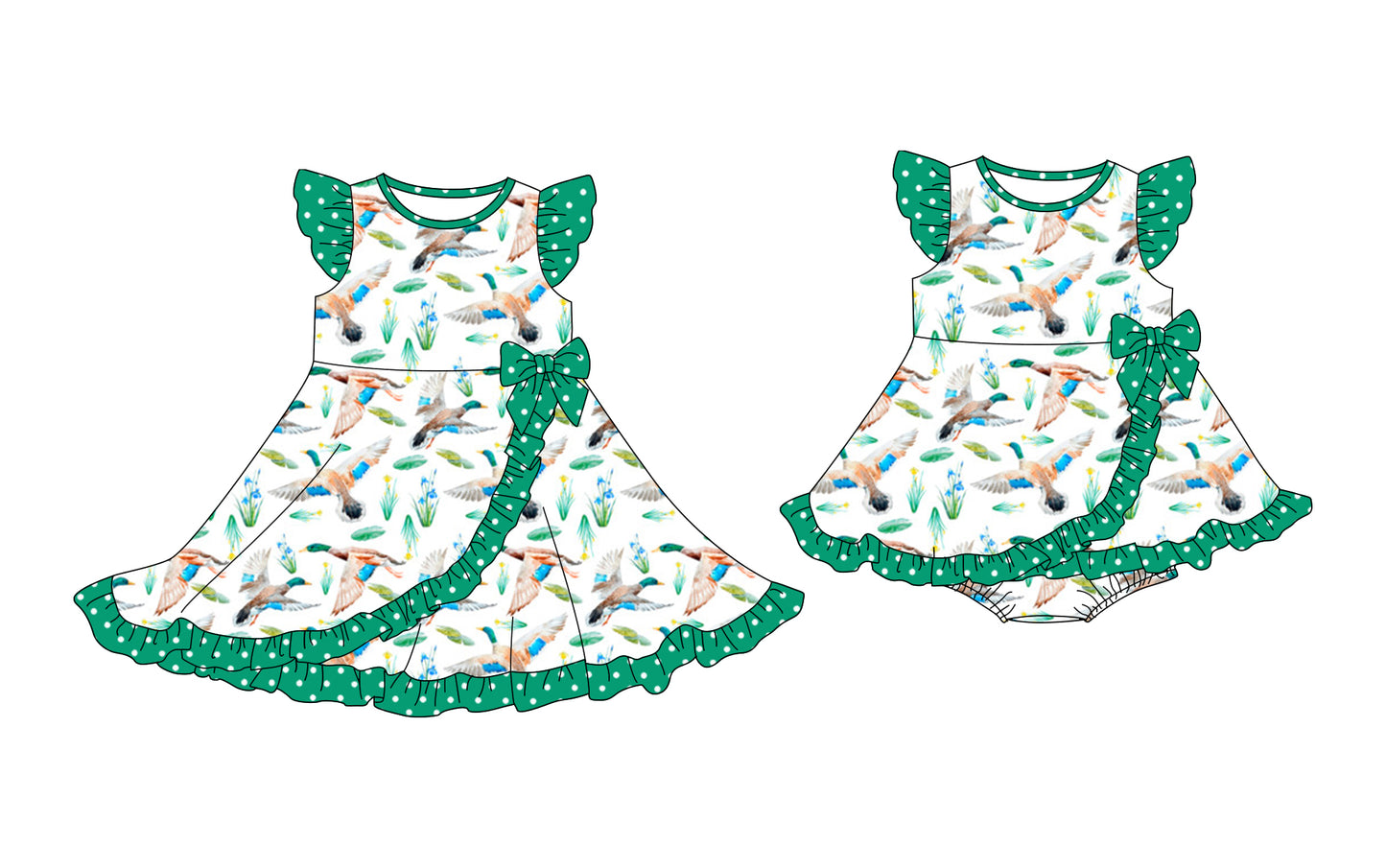 25.10.20 custom each style moq 5 eta 6-8week Sibling Sisters duck baby girl short sleeve dress and romper match family design