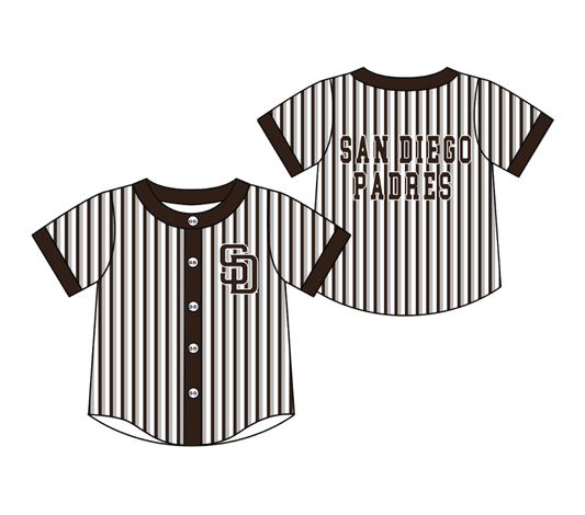 Custom moq 5 mix size milk silk summer teams Black Striped Short-Sleeved Button-Down Shirt for Baby Boy Outfit