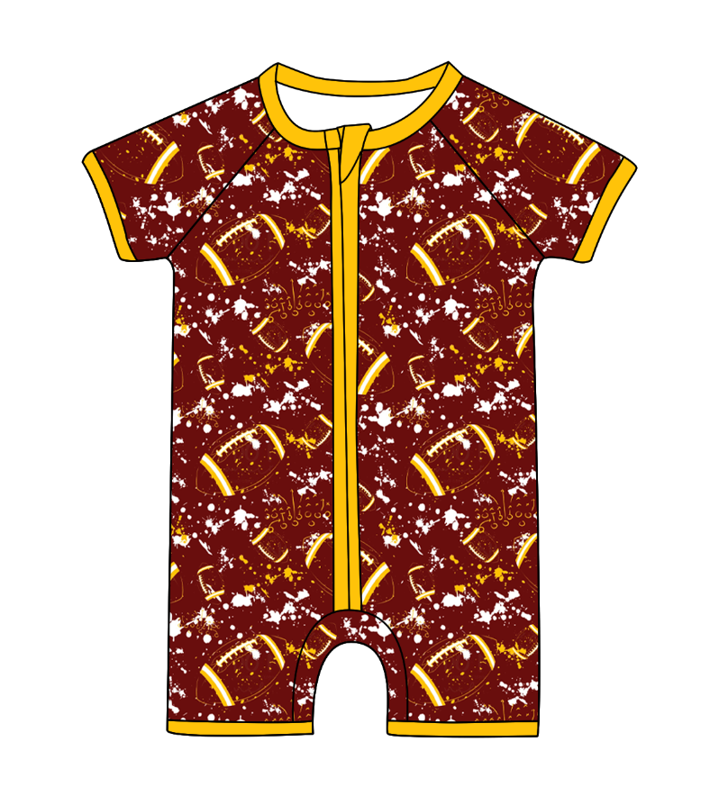 Custom moq 5 mix size milk silk summer teams Baby Football Short Sleeve Zipper  Romper