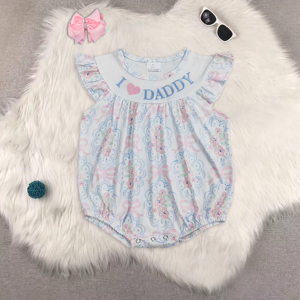 RTS NO MOQ Embroidery daddy short-sleeved shorts suit &and romper