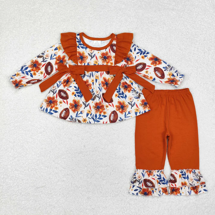 RTS NO MOQ Sibling baby girl clothes floral long sleeve pants Sets