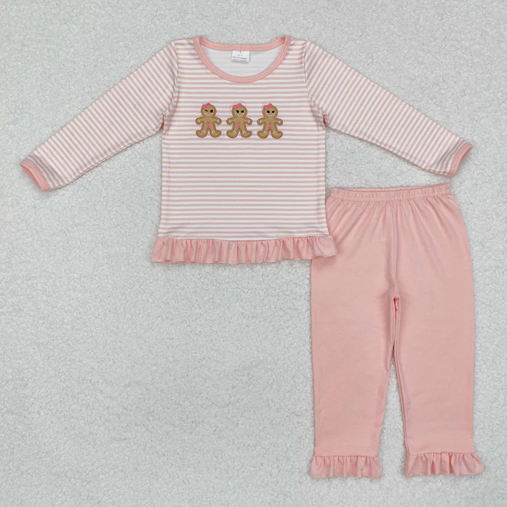 RTS NO MOQ Sibling Baby girls boy clothes Embroidery Christmas long-sleeved trousers suits