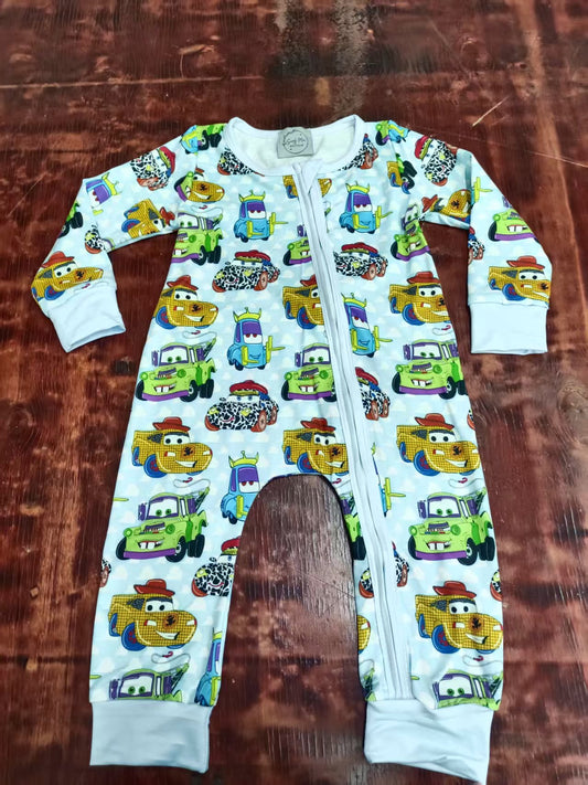 Custom moq 3 eta 6-7weeks baby boy clothes cars long sleeve romper