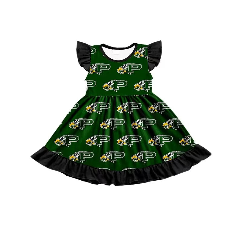 EAGLES Summer girl team green short sleeve summer dress