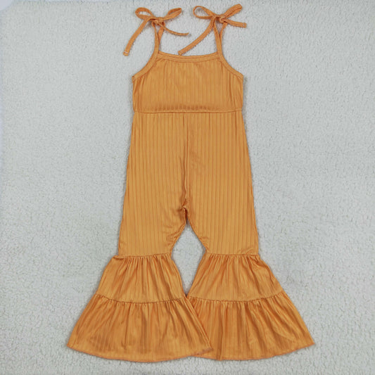 RTS NO MOQ（In Stock）SR3162 Solid orange ribbed camisole bodysuit