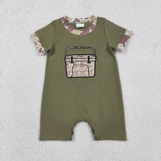 RTS NO MOQ（In Stock ) SR3761 Embroidered Camouflage Toolbox Green Short-Sleeve Jumpsuit
