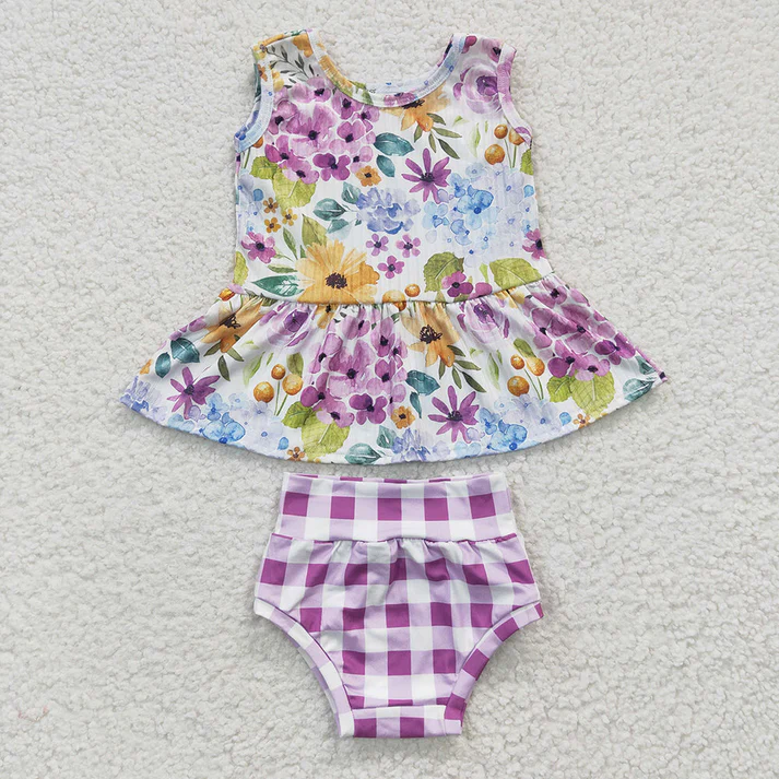 RTS NO MOQ baby girls clothes short sleeve briefs sets