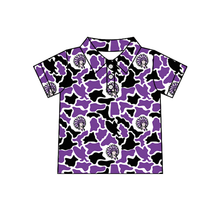 Custom moq 5 mix size summer teams Baby Boys Summer Short Sleeve Camouflage Button Down Polo Shirt