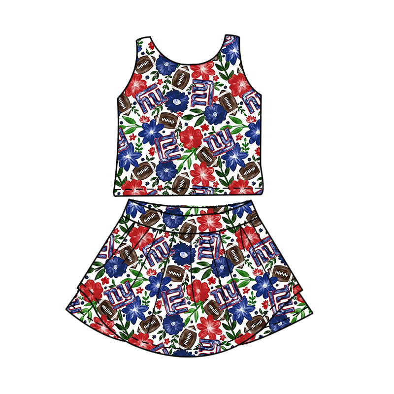 Custom moq 5 mix size milk silk summer teams Baby Girl Navy Blue Sleeveless Top And Shorts Set Sleeveless Skirt Set Yoga Dress Romper