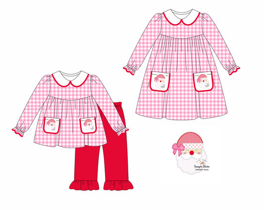 25.5.30 custom each style moq 5eta 4-6week Sibling Sisters Christmas pink baby girl long sleeve pants sets and dress match family design