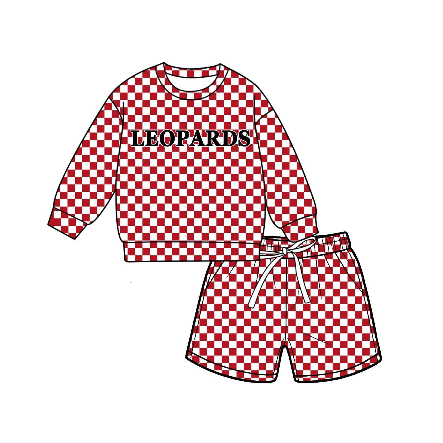 custom moq 5 mix size MSD070703 Baby Kids Checked Long Sleeve Top Drawstring Shorts Clothes Set