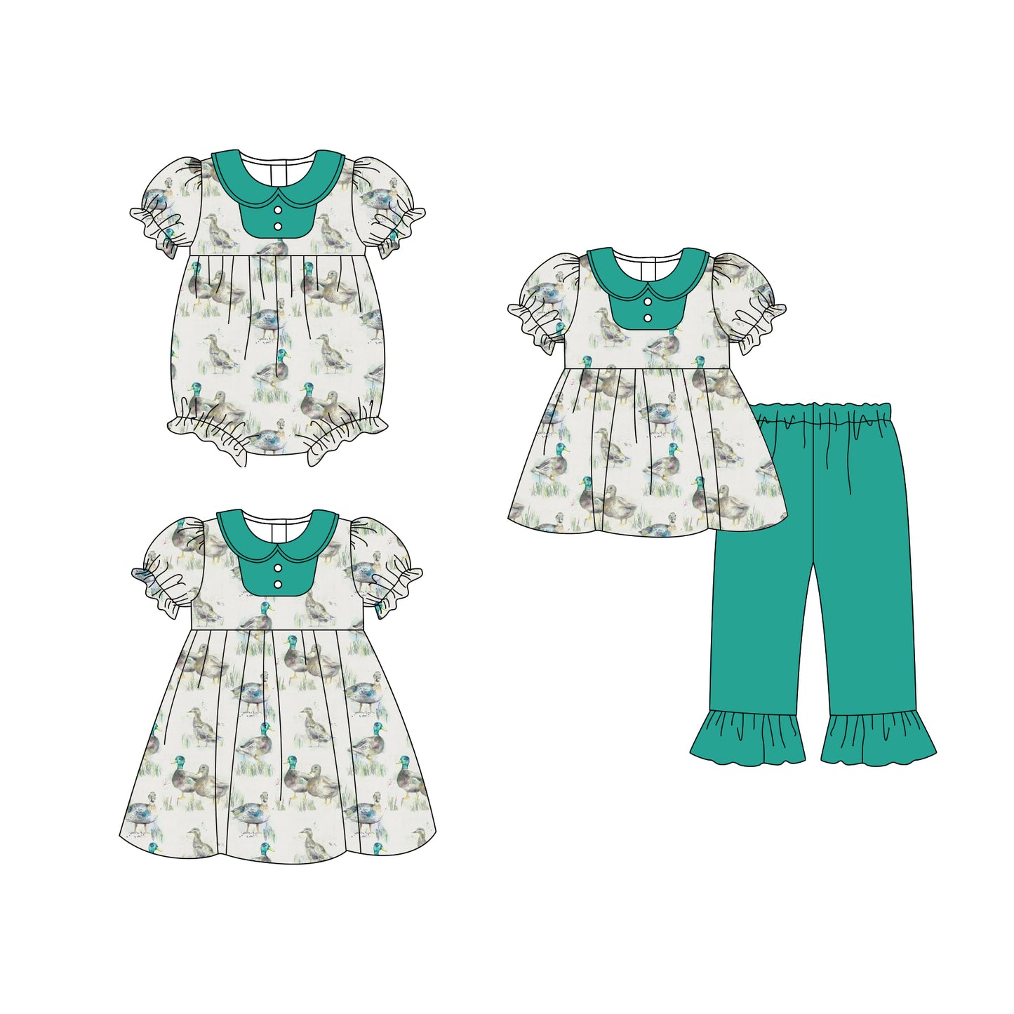 25.10.20 custom each style moq 5 eta 6-8week Sibling Sisters duick baby girl short sleeve pants sets and dress and rompers match family design