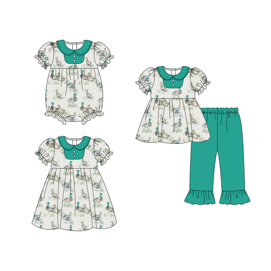 25.10.20 custom each style moq 5 eta 6-8week Sibling Sisters duick baby girl short sleeve pants sets and dress and rompers match family design
