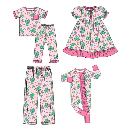 25.9.14 custom each style moq 5eta 4-8week Sibling Sister rainbow baby short sleeve pants sets and romper and dress and adult pants match design