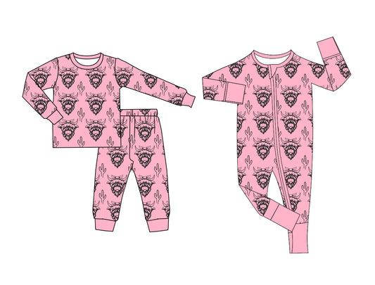 25.5.8 custom each style moq 5eta 4-6week Sibling Sisters alpine bull head catcus baby girl long sleeve pants sets and rompers match family design