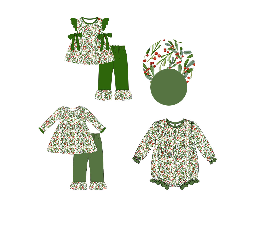5.20custom each style moq 5eta 4-5week Sibling Sister Spring red fruit green girls set and baby romper match family design