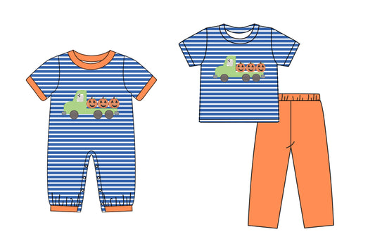 25.5.9 custom each style moq 5eta 4-6week Sibling Sister pumpkin baby boy short sleeve pants sets and rompers match family desigmn