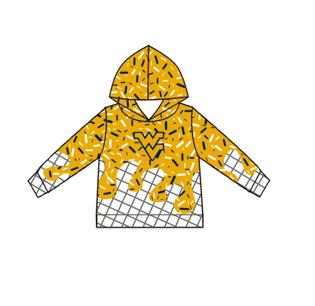 Custom moq 5 mix size milk silk summer teams Camo Hooded Short Sleeve Top Shorts Set Yellow Ice Cream Drips Hooded Top with Matching Shorts For Baby