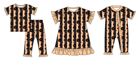4.28 custom each style moq 5eta 4-6week Sibling Sisters floral baby girl short sleeve pants sets and dress and romper match family design