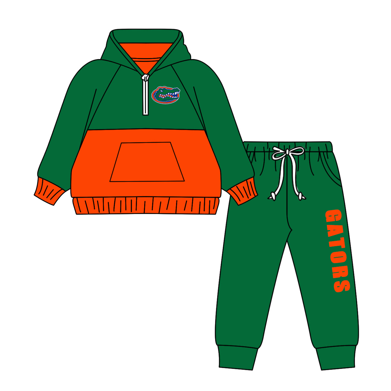 Custom moq 5 mix size milk silk summer teams baby girls clothes green hooded long sleeve pants sets and boy sets and dress and tops 2-25.8.19