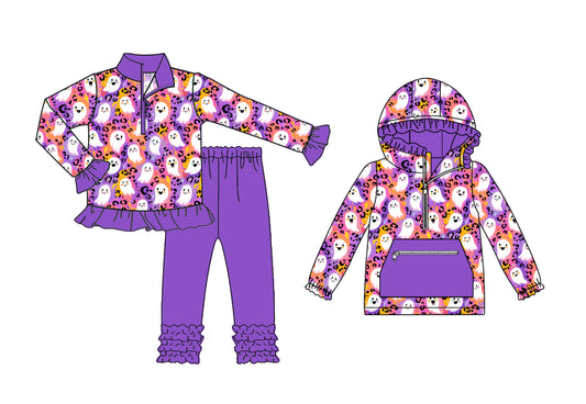 25.8.8 custom each style moq 5eta 4-6week Sibling Sisters ghost baby girl long sleeve pants sets and top match family design
