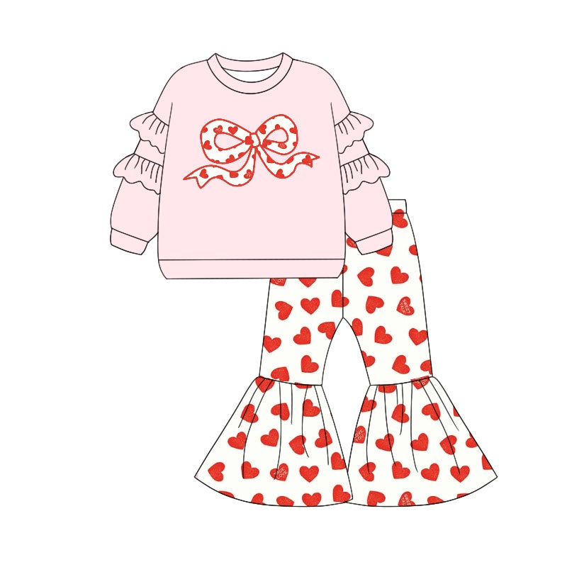 9.6 custom each style moq 5eta 4-6week baby girls clothes love long sleeve pants sets