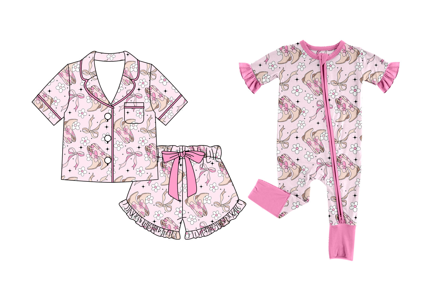 26.1.12 custom each style moq 5 eta 6-8week Sibling Sister boot bow floral baby girl short sleeve shorts sets and romper match design