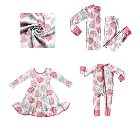 25.9.10 custom each style moq 5eta 4-6week Sibling Sisters love baby girl long sleeve pants sets and dress and rompers match family design