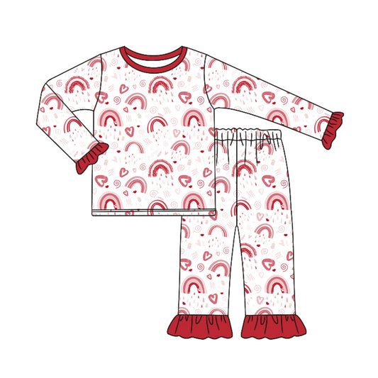 10.17 custom each style moq 5eta 4-6week Sibling rainbow baby girls sets and rompers match family design