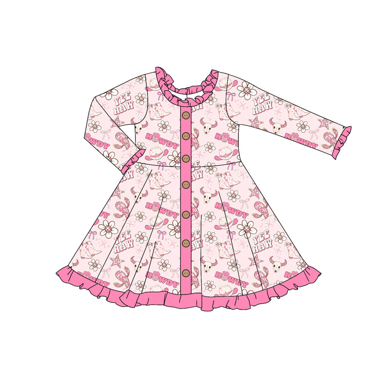 9.14 custom each style moq 5eta 4-6week Sibling Sister howdy pink baby girl sets and dress and rompers match family design