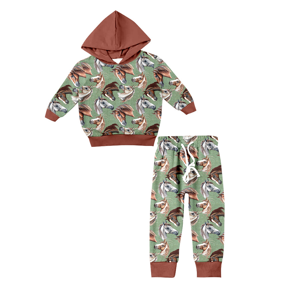 8.26 custom each style moq 5eta 4-6week Sibling Sister horse head baby girl sets and dress match family design