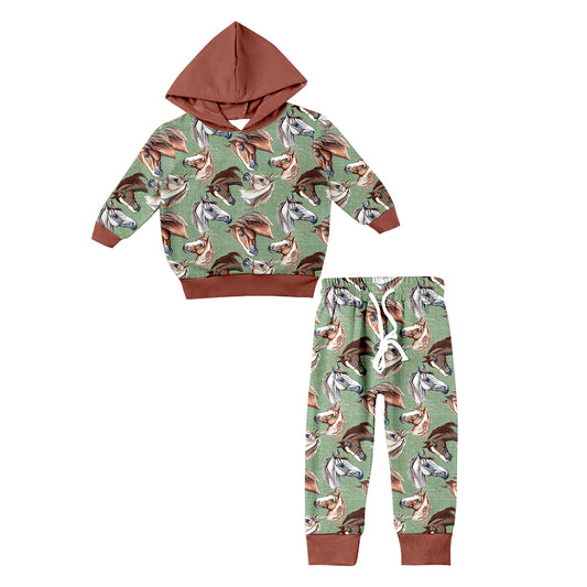 8.26 custom each style moq 5eta 4-6week Sibling Sister horse head baby girl sets and dress match family design