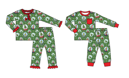25.8.20 custom each style moq 5 eta 4-6week Sibling Sisters Christmas baby girl long sleeve pants sets 2