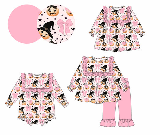 25.5.14 custom each style moq 5eta 4-6week Sibling Sisters bow pumpkin baby girl long sleeve pants sets and dress and rompers match family design